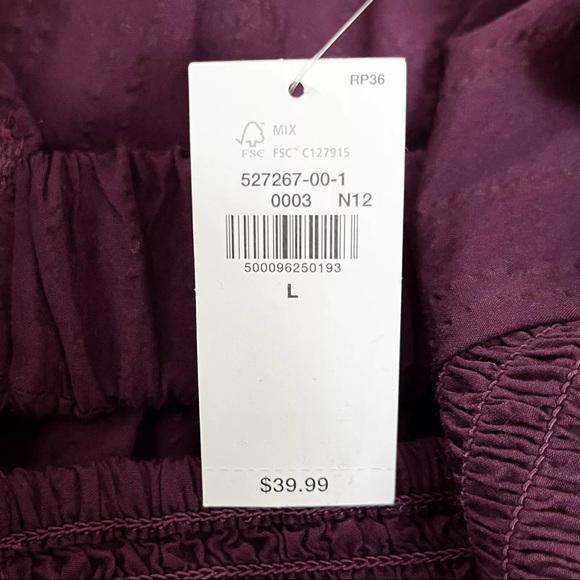 Old Navy Womens Seersucker Smocked Babydoll Blouse Peplum Peasant Large Purple - Picture 3 of 14